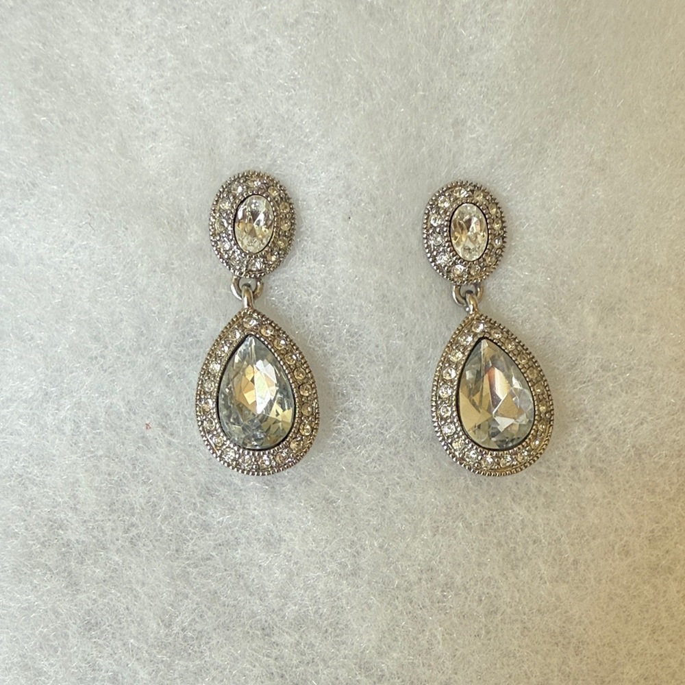 Carolee Elegant Silver Drop Earrings.